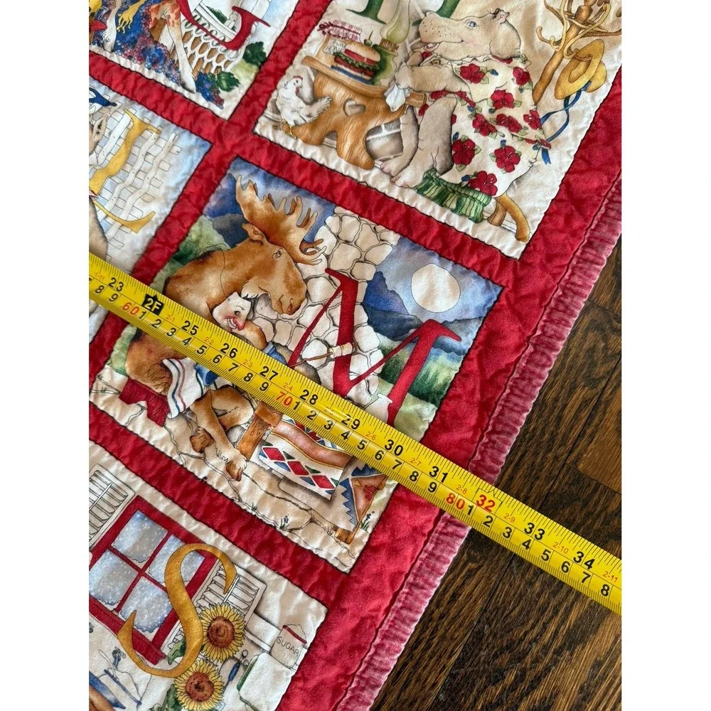 Child's quilt. Hungry animals alphabet